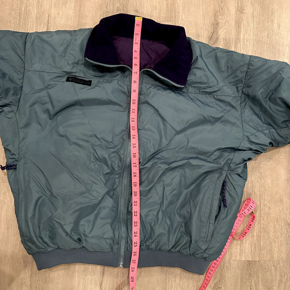 VINTAGE 90s Columbia Puffer Jacket Coat Mens L/XL Blue Purple REVERSIBLE Winter - Picture 6 of 9